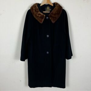 Vintage 60s 100% Cashmere Coat- Fur Lined Collar Workers Union Label w/ Serial #